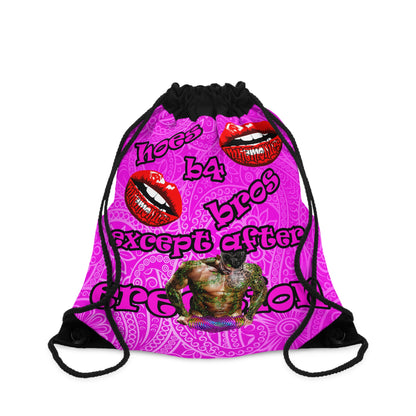 hoes b4 bros - Drawstring Bag (pink swirl)