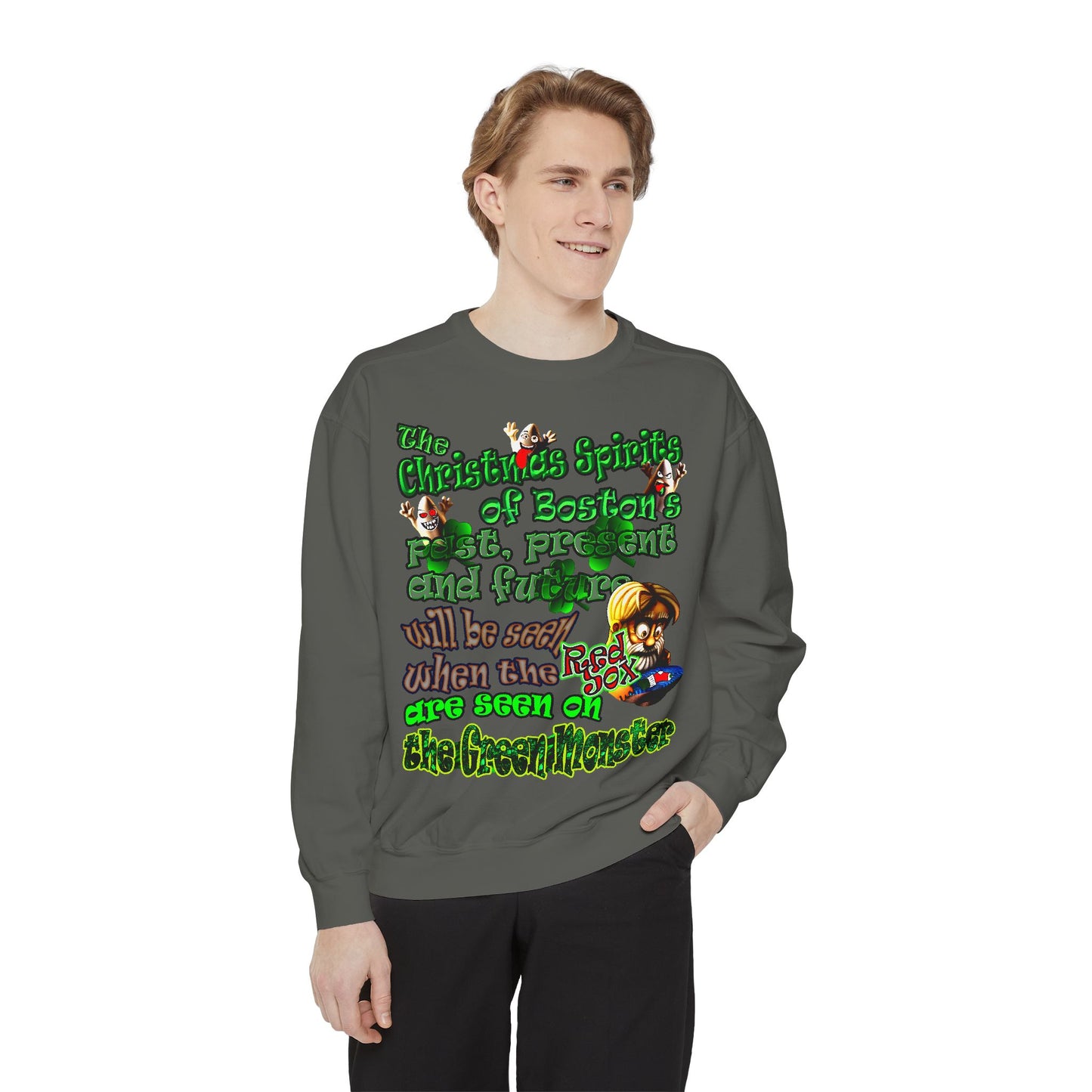 christmas spirits of boston - Unisex Garment-Dyed Sweatshirt