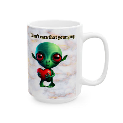 I don't care that your grey - White Mug (white marble)