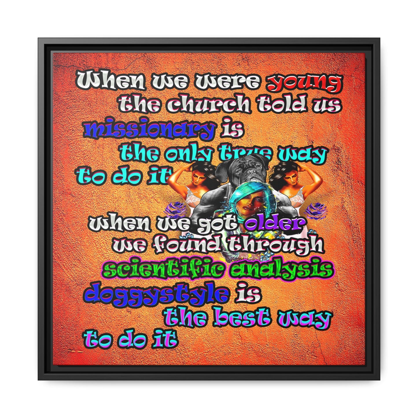 doggystyle - framed canvas art (burnt orange)