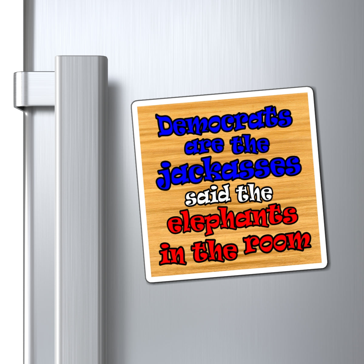 donkeys and elephants - Magnets - (butterscotch wood finish)