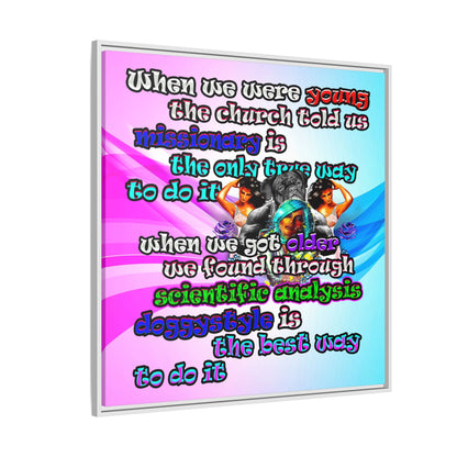 doggystyle - framed canvas art (light blue-pink wave)