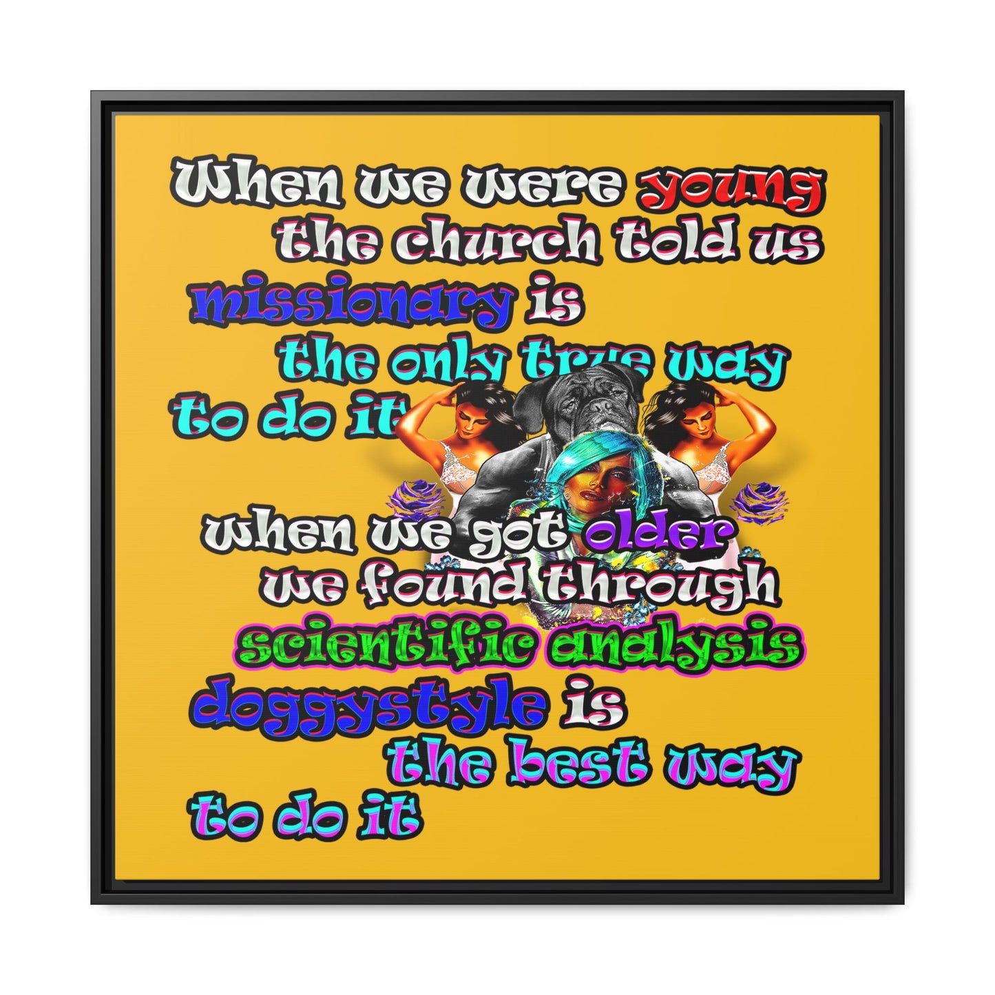 doggystyle - framed canvas art (yellow)
