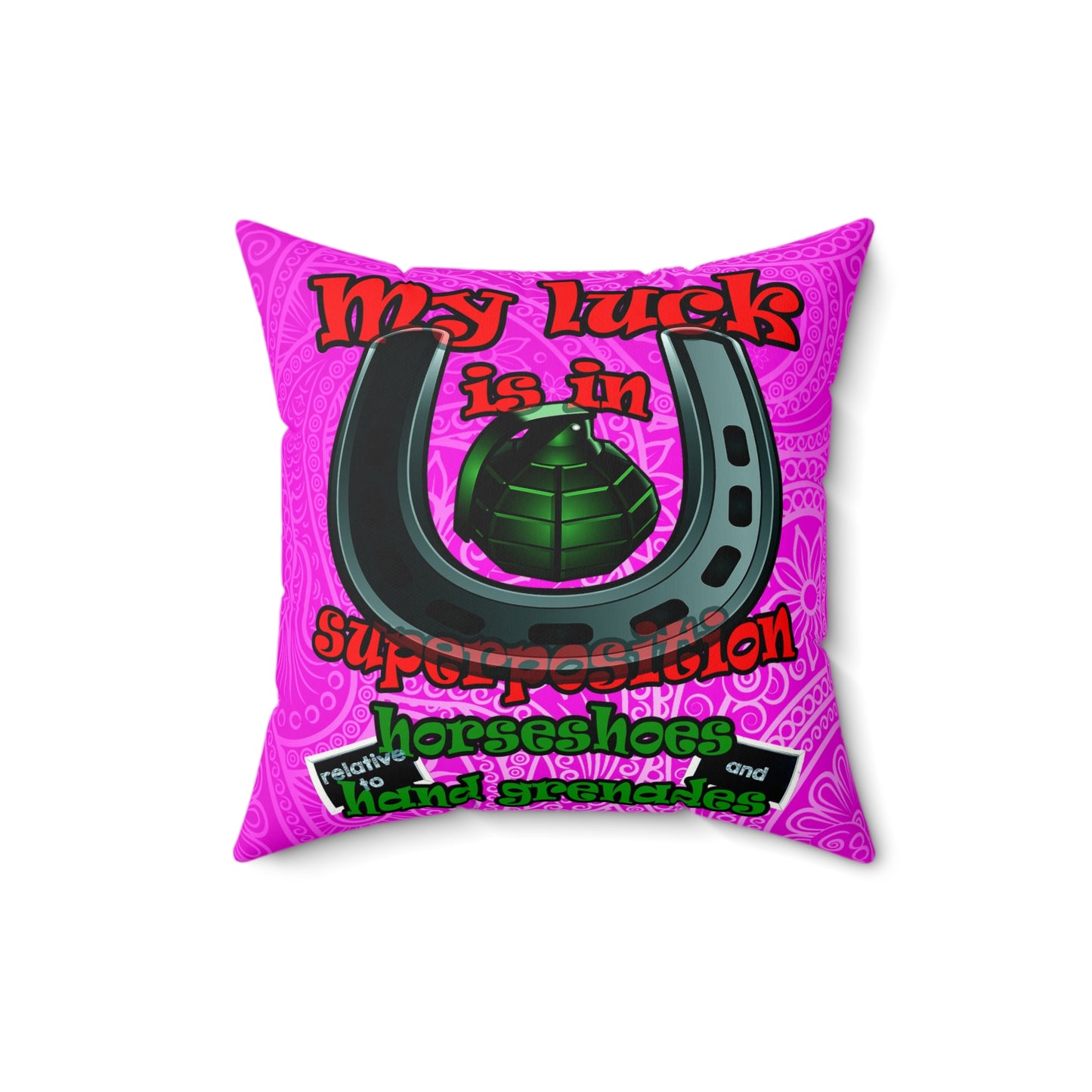 my luck - Faux Suede Square Pillow - (pink swirl)