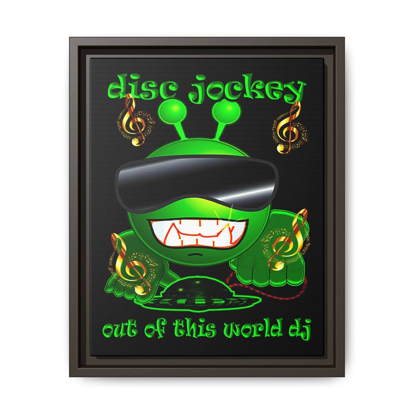 disc jockey - framed canvas art (black)