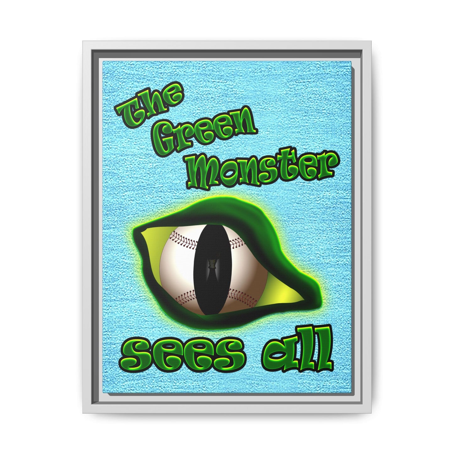 green monster - framed canvas art (faded blue)