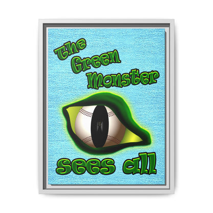 green monster - framed canvas art (faded blue)