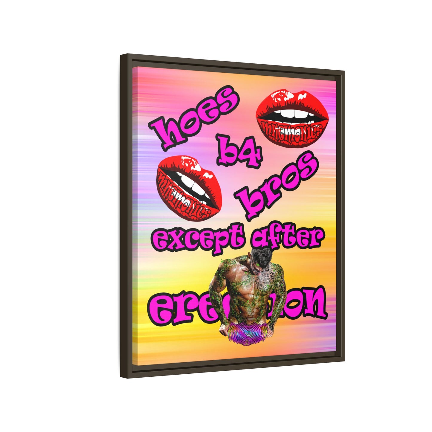 hoes b4 bros - framed canvas art (color blur)