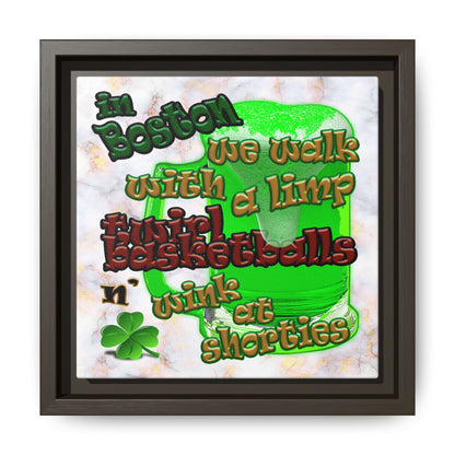 celtics logo - framed canvas art (white marble)