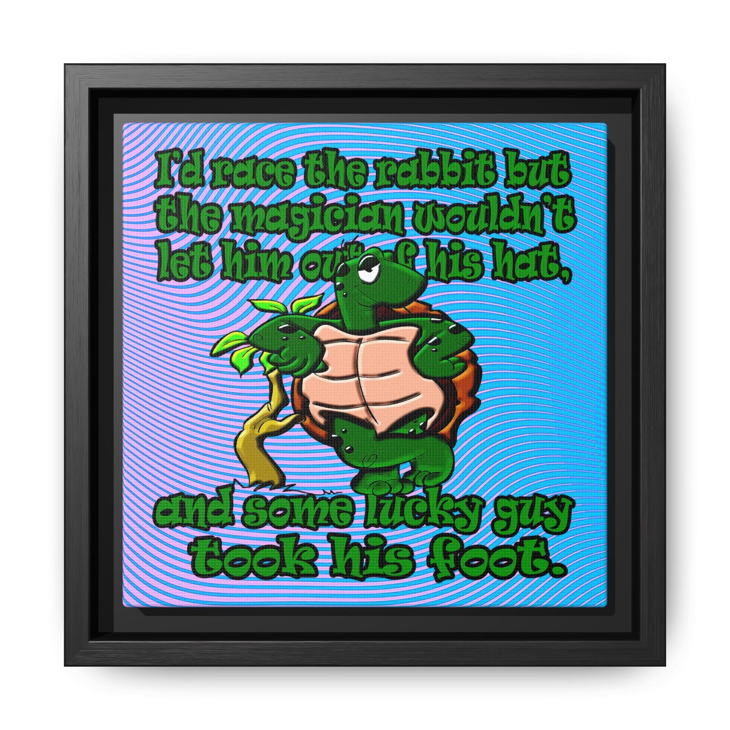 turtle race - framed canvas art (light blue-purple wave)