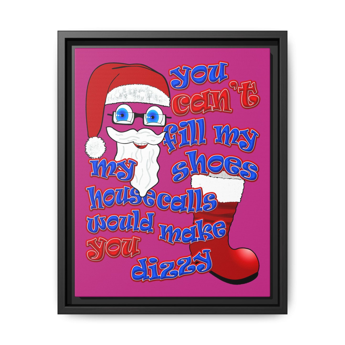 santa's shoes - framed canvas art (pink)