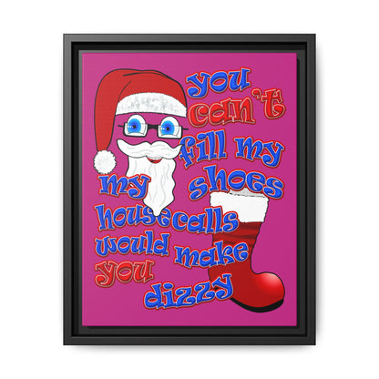 santa's shoes - framed canvas art (pink)