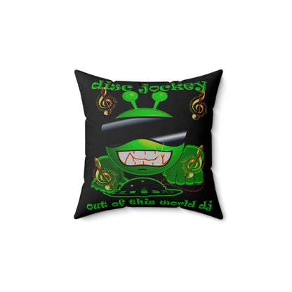 disc jockey - Spun Polyester Square Pillow - (black)