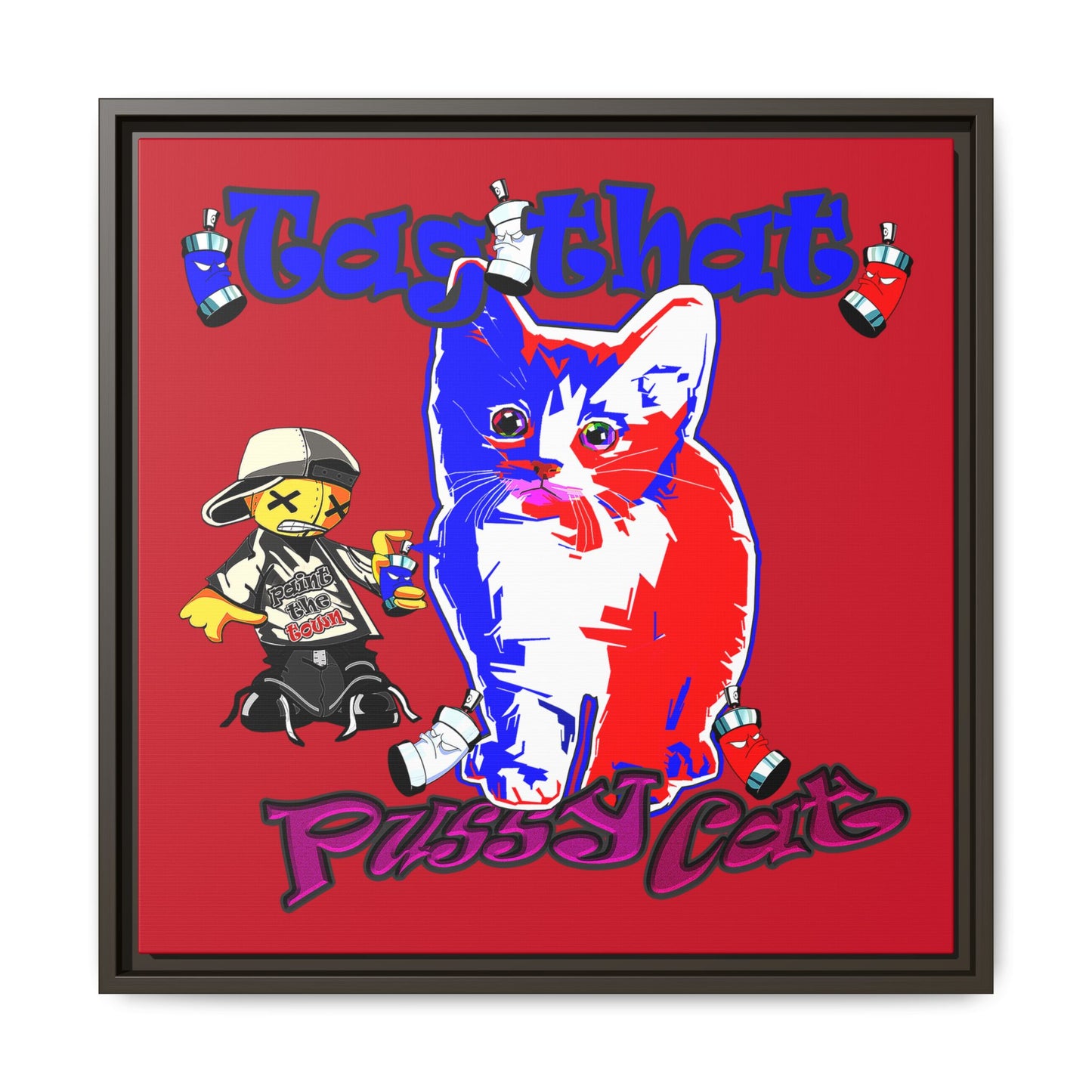 tag that - framed canvas art (dark red)