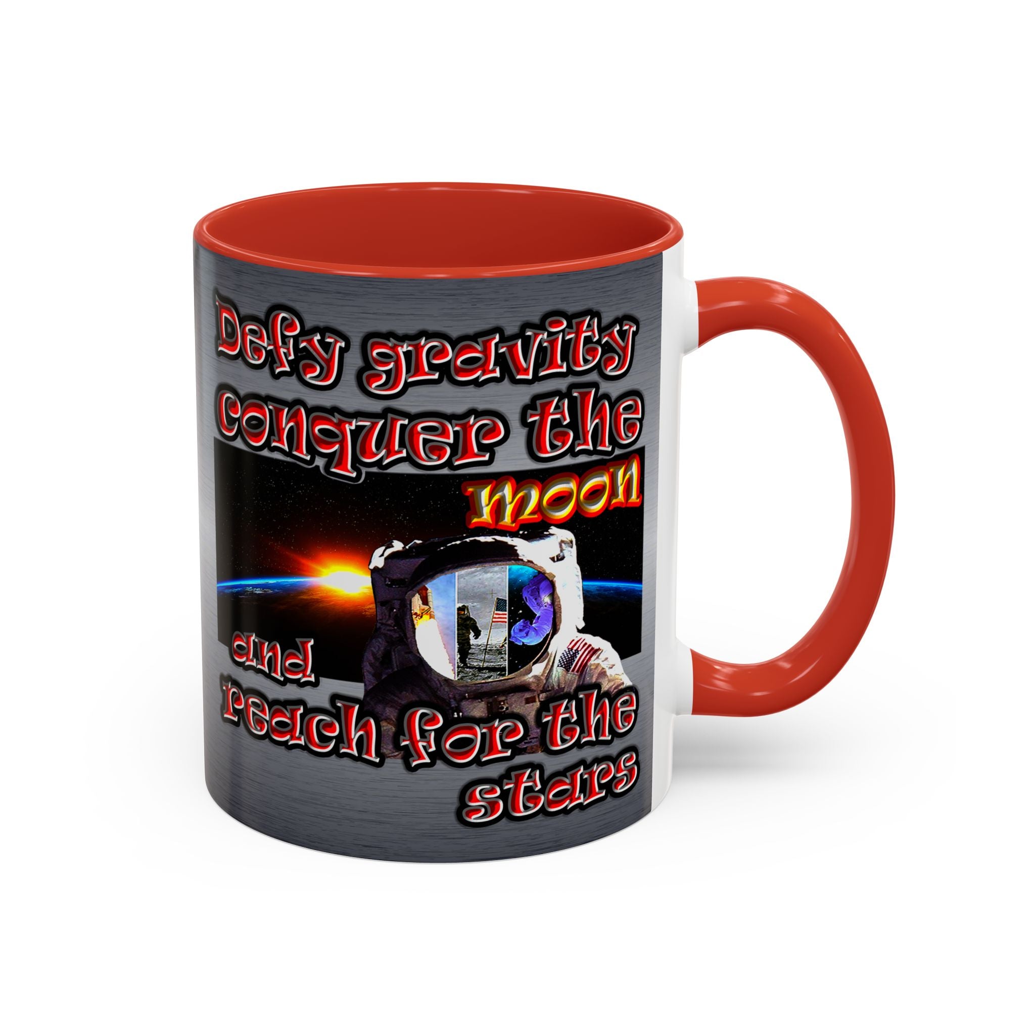 defy conquer reach - Accent Mug (brushed nickel)