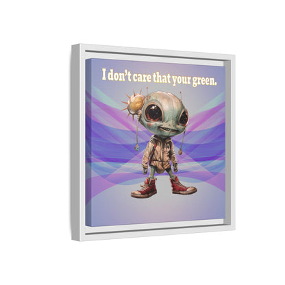 I don't care that your green - framed canvas art (light blue-pink wave)