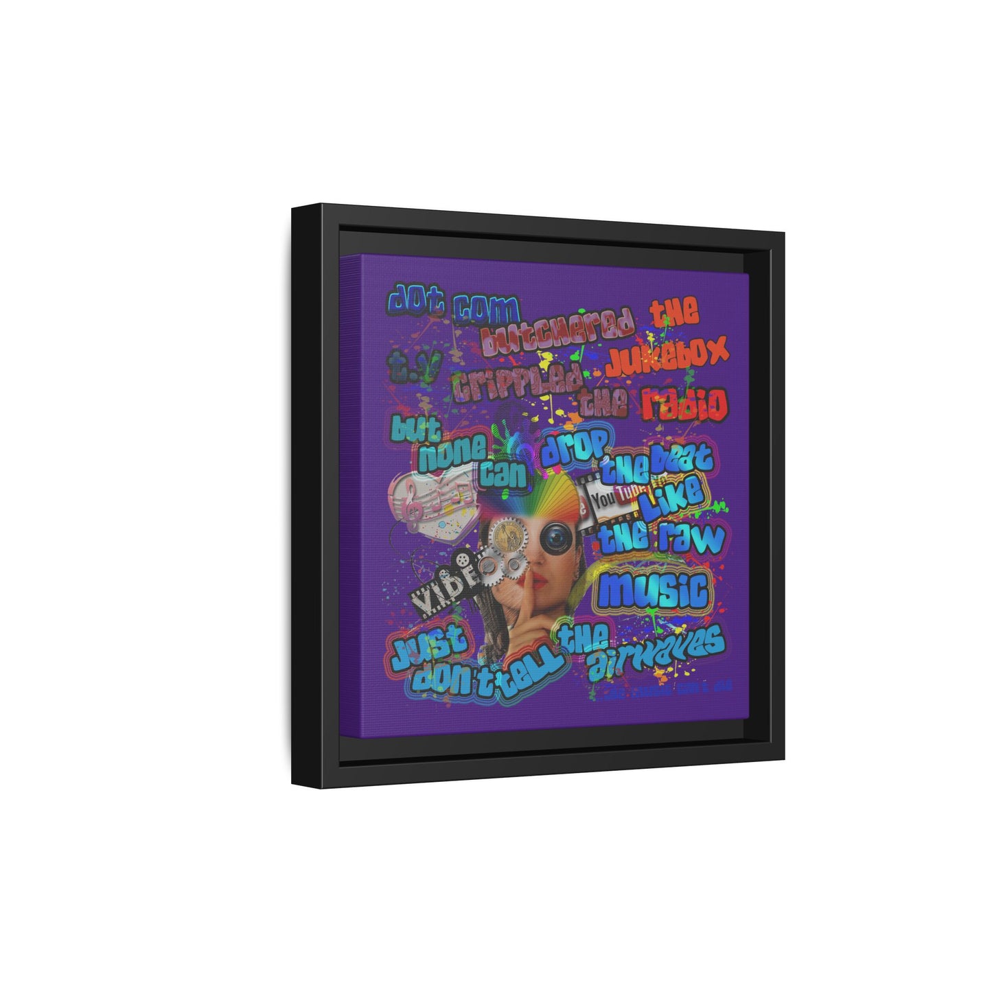 drop the beat - framed canvas art (purple)