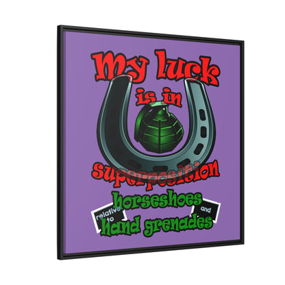 my luck - framed canvas art (light purple)