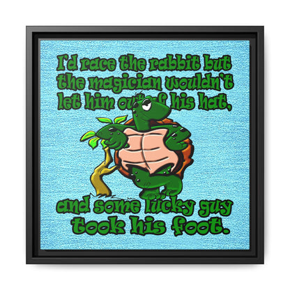 turtle race - framed canvas art (faded blue)