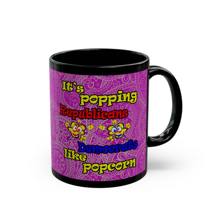 popping like popcorn - Black Mug (pink swirl)