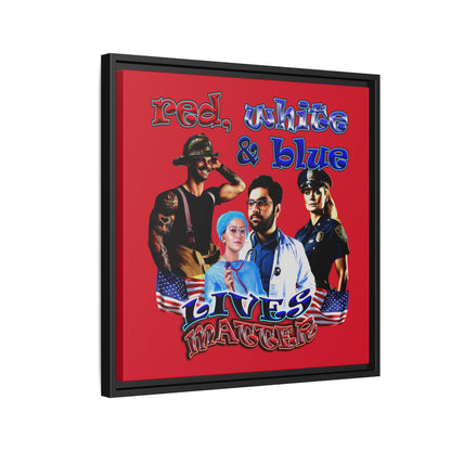 rw&b lives matter - framed canvas art (dark red)