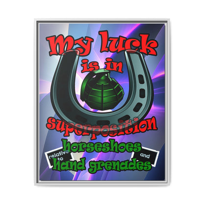 my luck - framed canvas art (grey-pink wave)