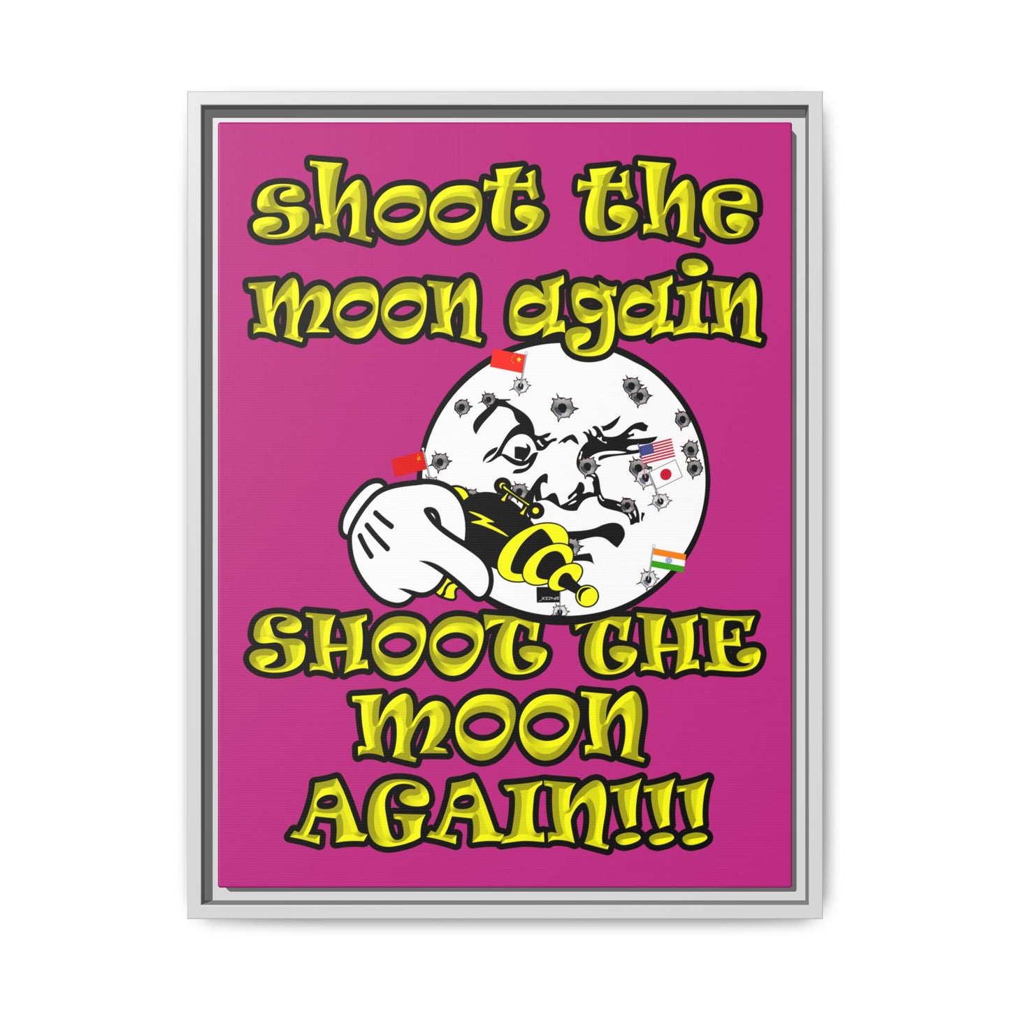 shoot the moon again - framed canvas art (pink)