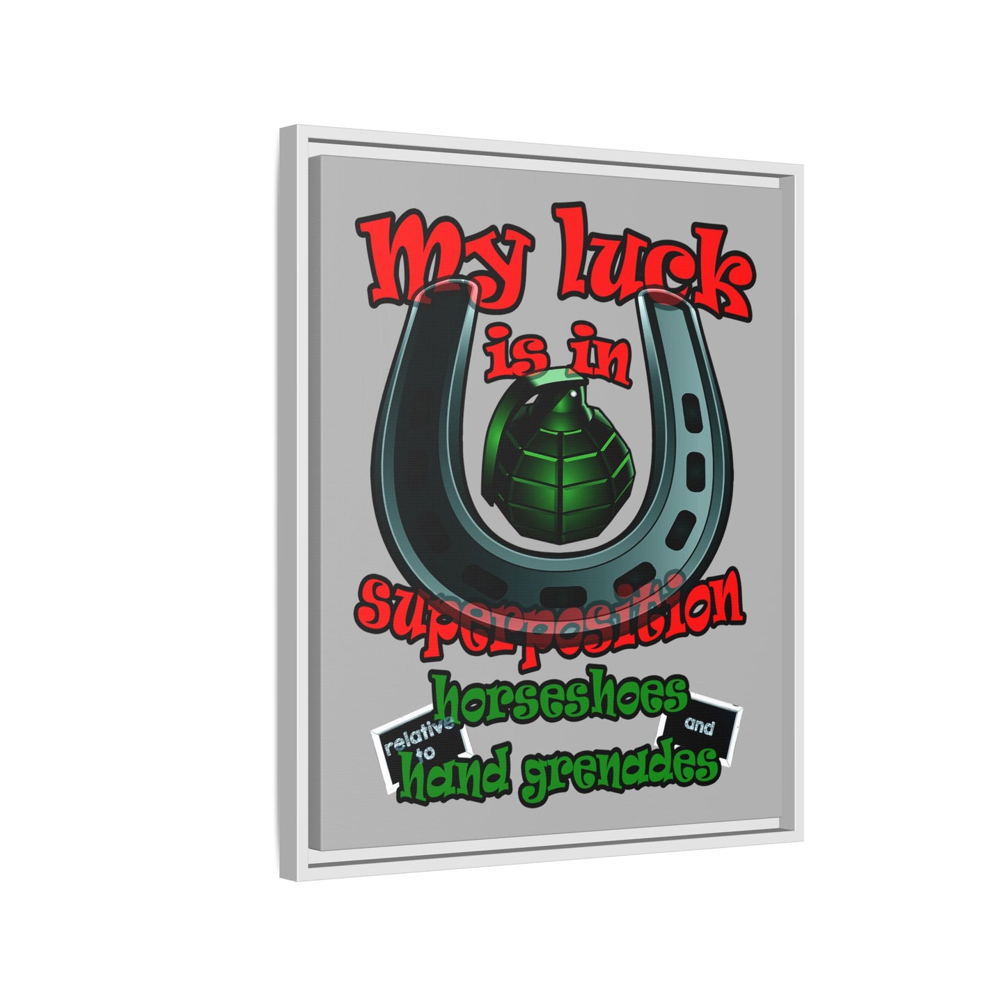 my luck - framed canvas art (light grey)