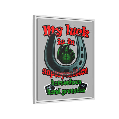 my luck - framed canvas art (light grey)