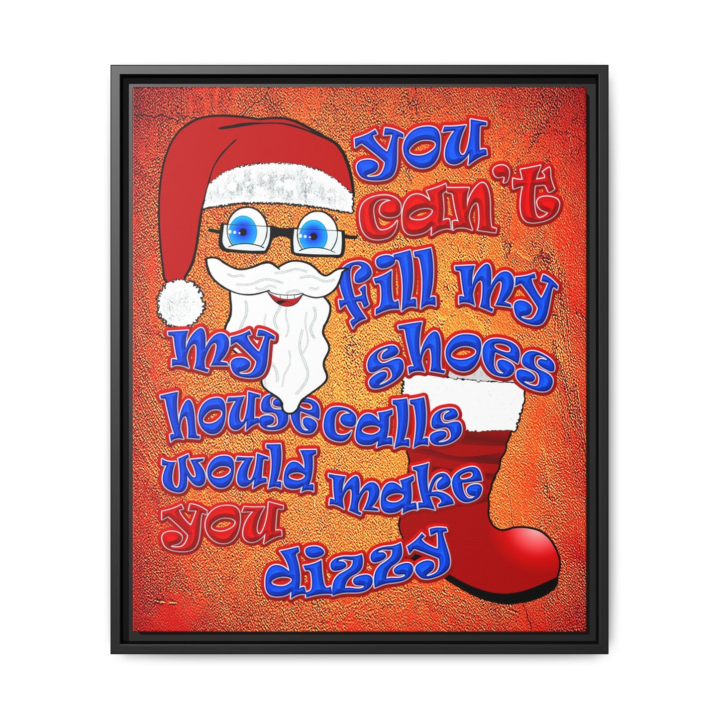 santa's shoes - framed canvas art (burnt orange)