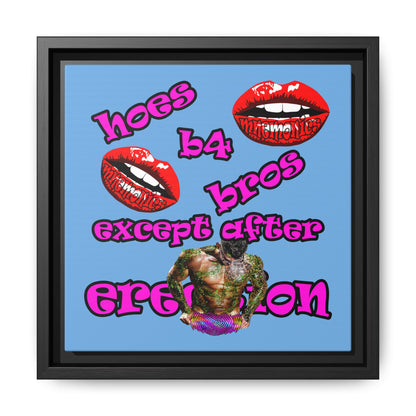 hoes b4 bros - framed canvas art (light blue)
