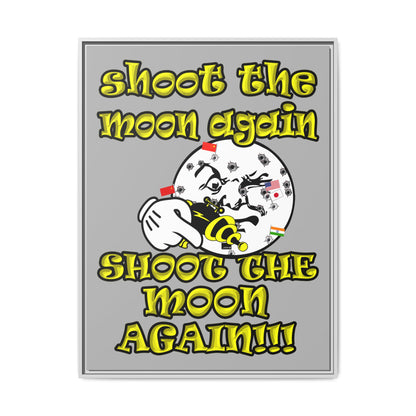 shoot the moon again - framed canvas art (light grey)