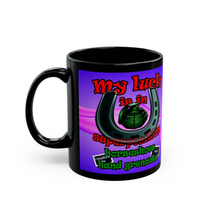 my luck - Black Mug (purple-pink wave)