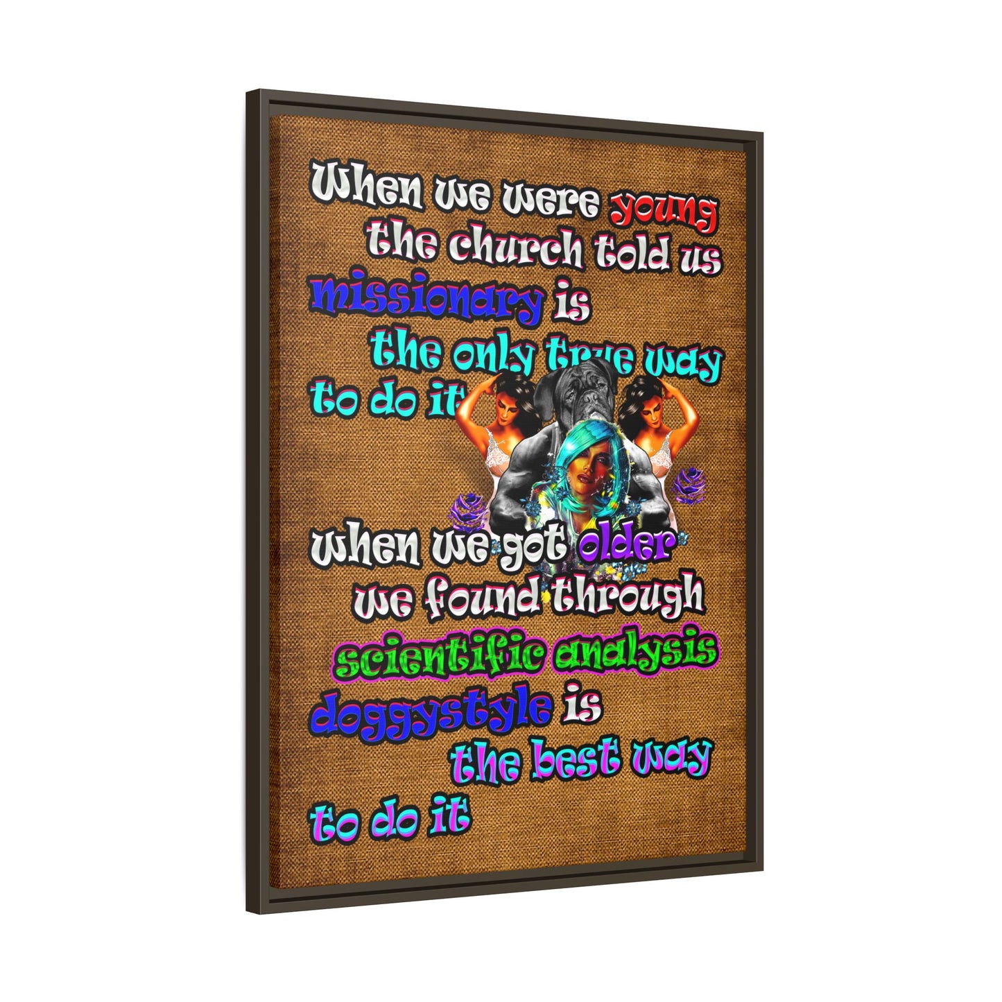 doggystyle - framed canvas art (brown papyrus)