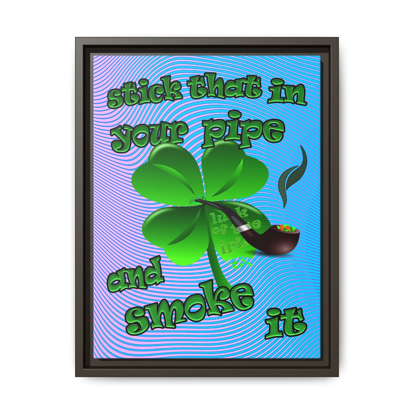stick that in your pipe and smoke it - framed canvas art (light blue-purple wave)