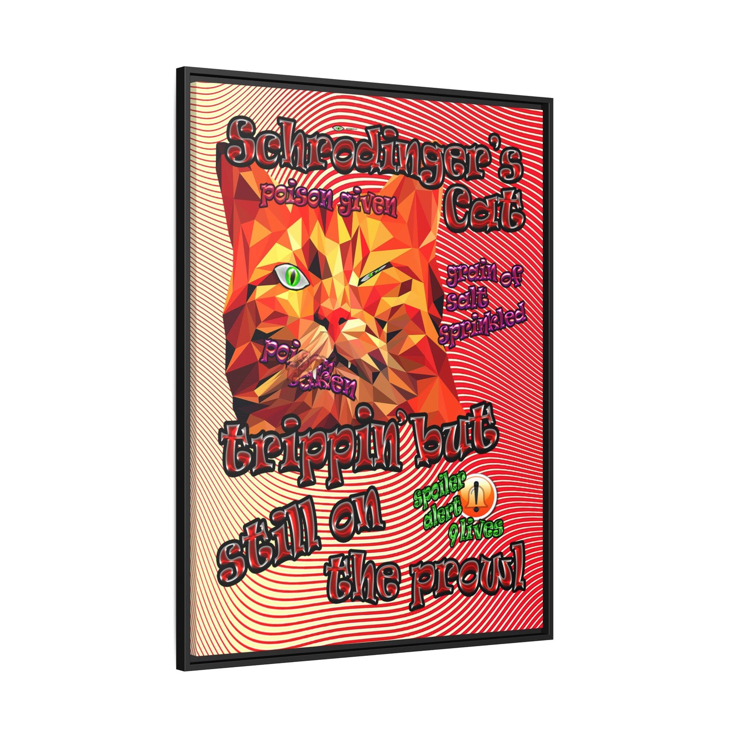 schrodinger's cat - framed canvas art (yellow-orange wave)
