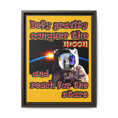 defy conquer reach - framed canvas art (yellow)