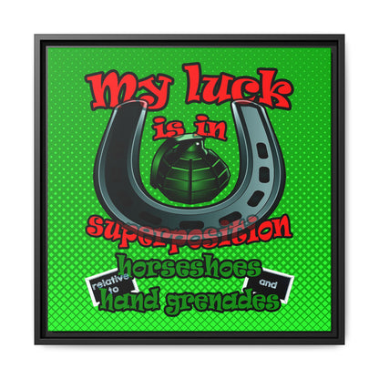 my luck - framed canvas art (logo green)