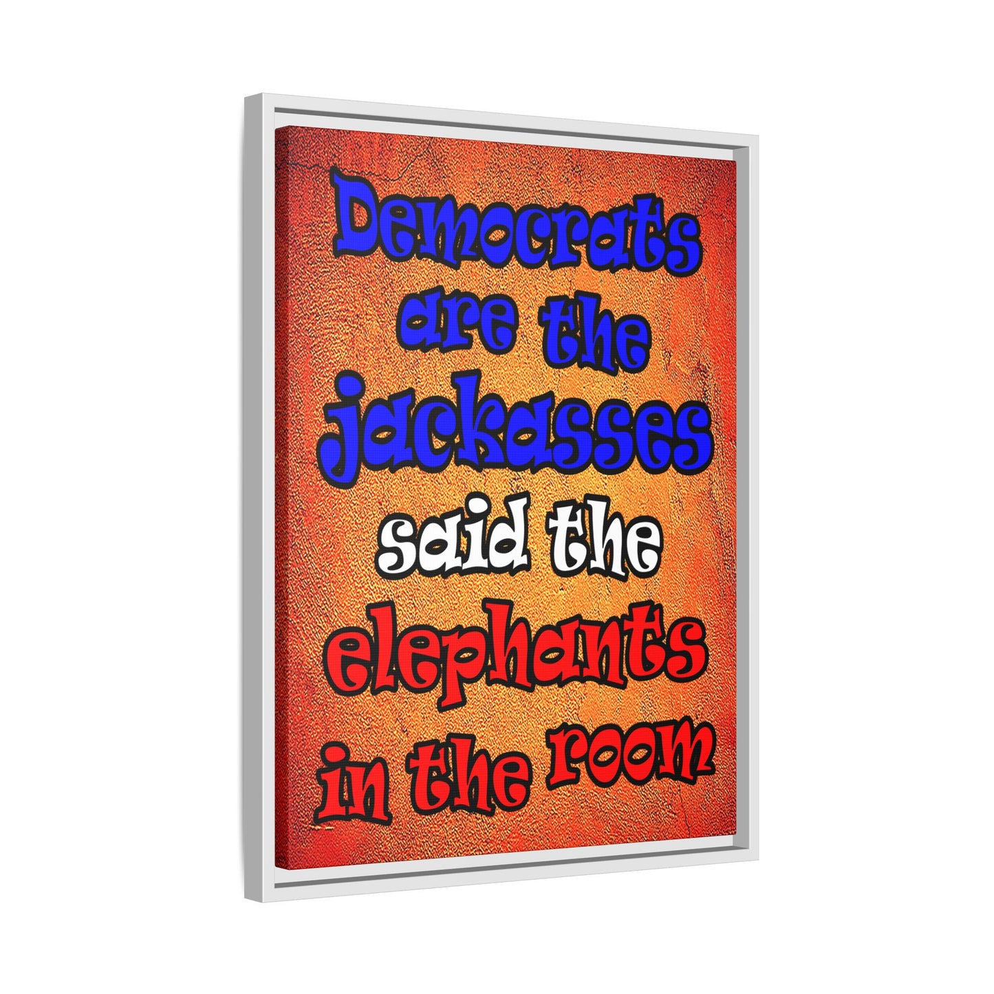 donkeys and elephants - framed canvas art (burnt orange)