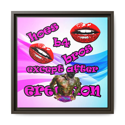 hoes b4 bros - framed canvas art (light blue-pink wave)
