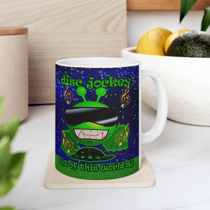 disc jockey - White Mug ('snoops' background)