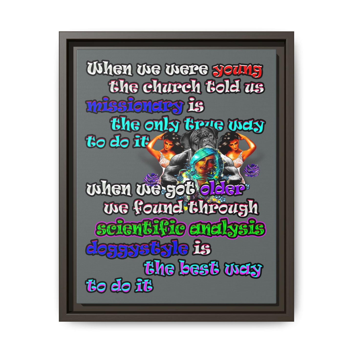 doggystyle - framed canvas art (dark grey)