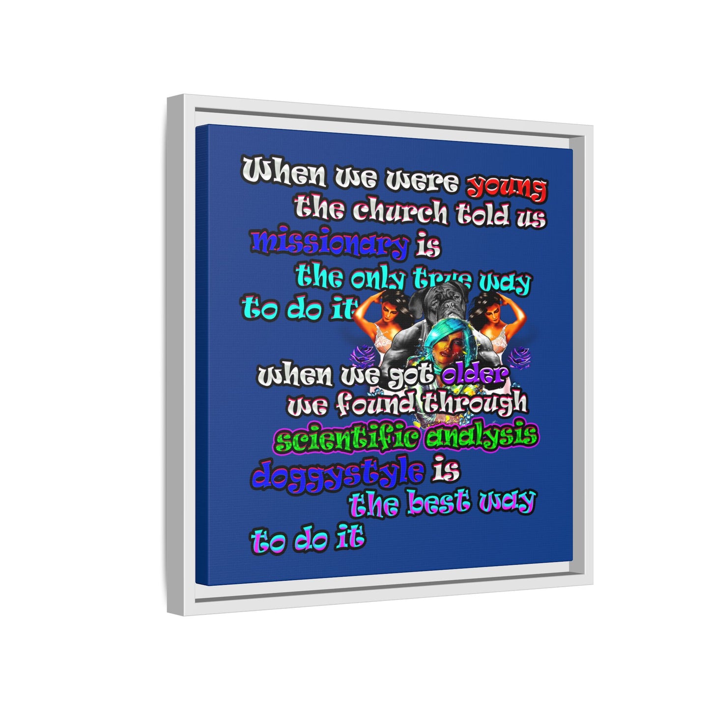 doggystyle - framed canvas art (dark blue)