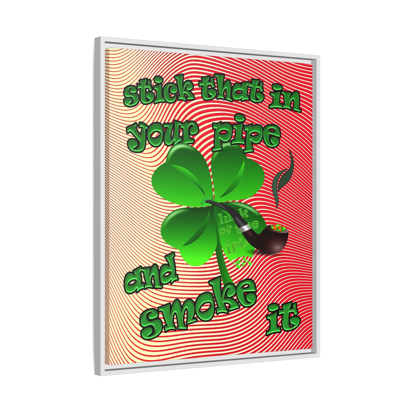 stick that in your pipe and smoke it - framed canvas art (yellow-orange wave)