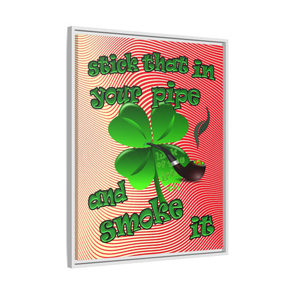 stick that in your pipe and smoke it - framed canvas art (yellow-orange wave)