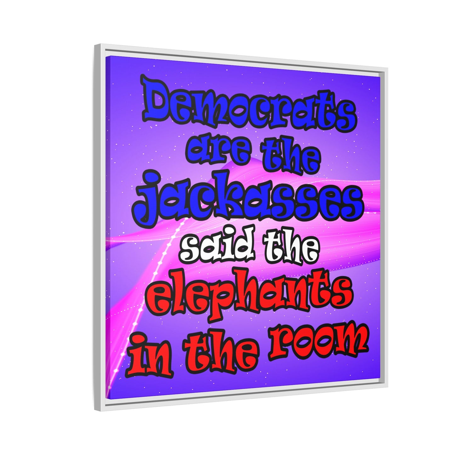 donkeys and elephants - framed canvas art (purple-pink wave)