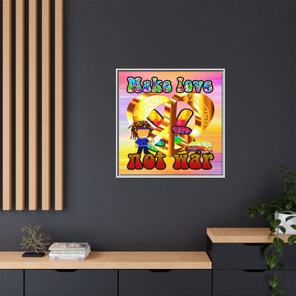 love peace - framed canvas art (color blur)