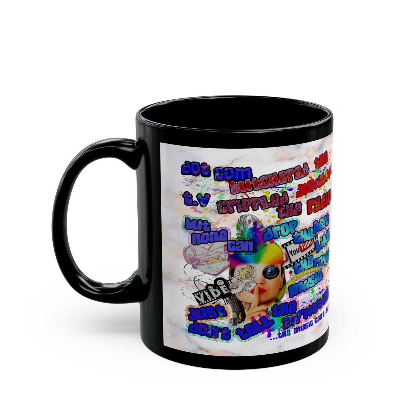 drop the beat - Black Mug (white marble)