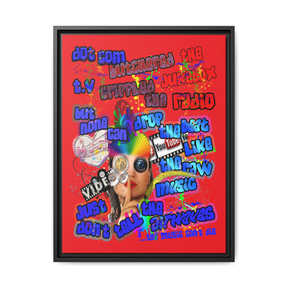 drop the beat - framed canvas art (red)