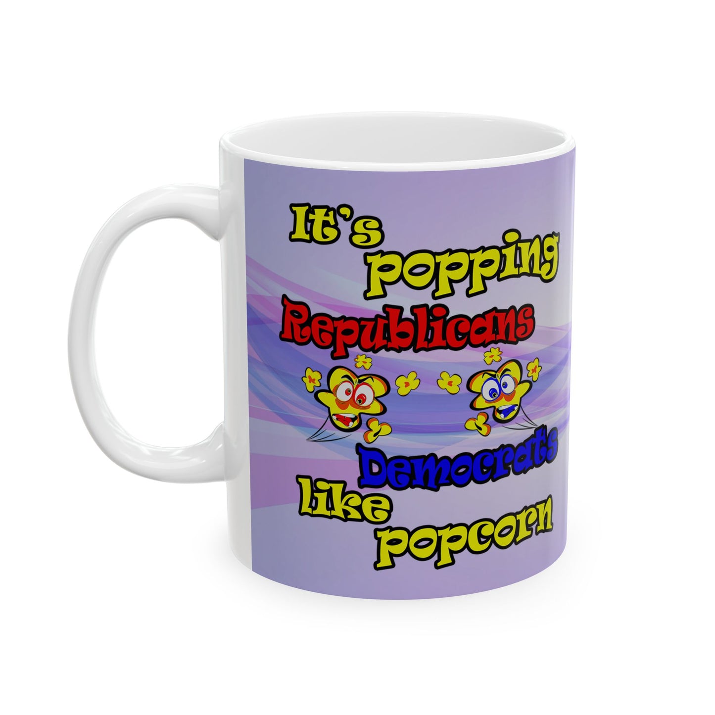 popping like popcorn - White Mug (light blue-pink wave)